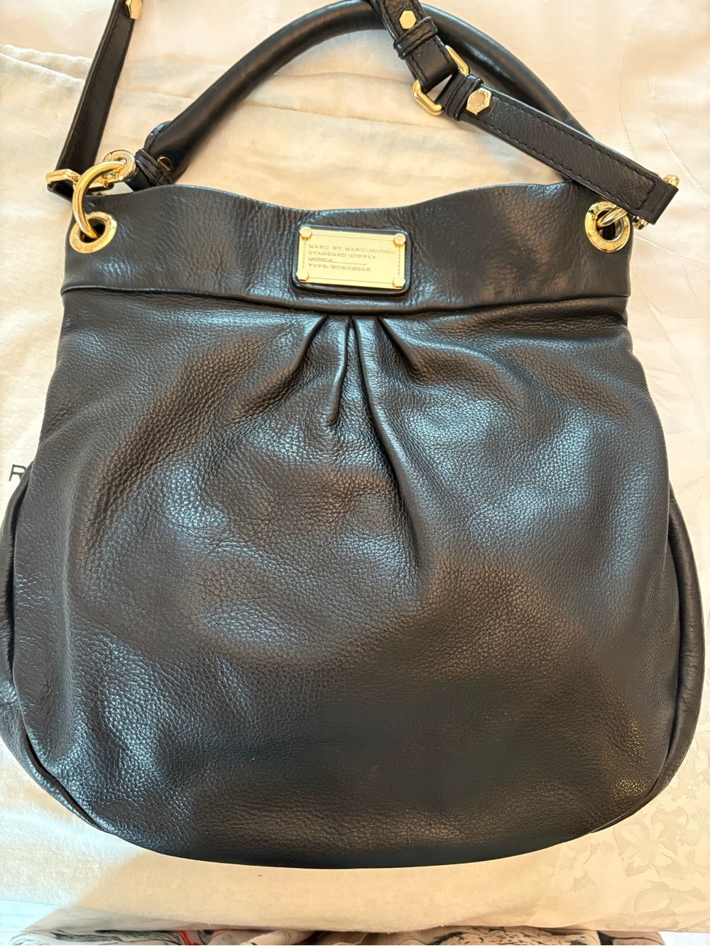 Marc By Marc Jacobs Black Leather Shoulder Hobo with Gold Hardware